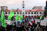 حضور پرشور مردم رشت در محکومیت اقدامات خرابکارانه اغتشاشگران در میدان شهدای ذهاب