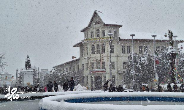 بارش برف در شهر رشت