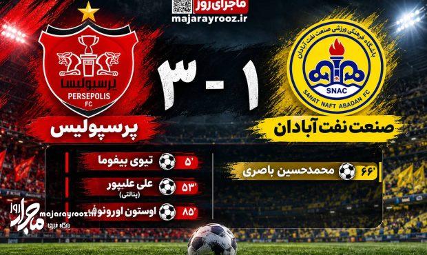پرسپولیس با درخشش بیفوما، علیپور و اورونوف صنعت نفت را شکست داد پرسپولیس با درخشش بیفوما، علیپور و اورونوف صنعت نفت را شکست داد